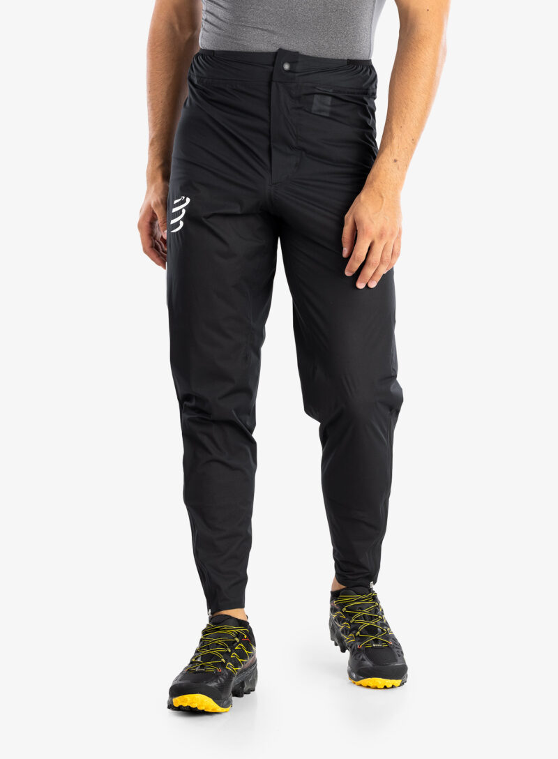 Pantaloni alergare Compressport Hurricane Waterproof 10/10 Pants - black