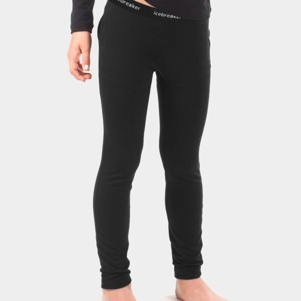 Pantaloni de corp barbati Icebreaker Kids 200 Oasis Leggings - black