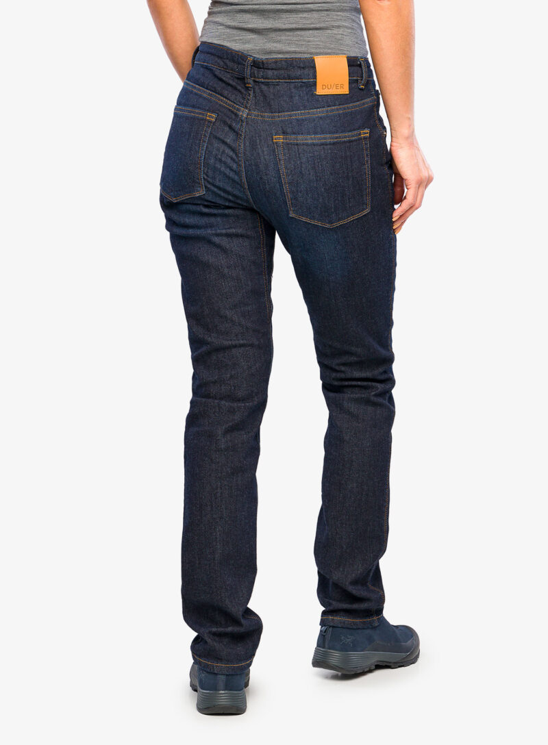 Pantaloni femei DUER Fireside Denim Slim Straight - dark stone preţ