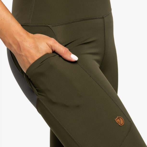 Original Pantaloni femei Fjallraven Abisko Trekking Tights Pro - deep forest/iron grey