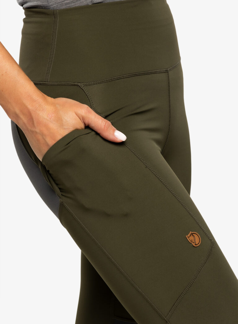 Original Pantaloni femei Fjallraven Abisko Trekking Tights Pro - deep forest/iron grey