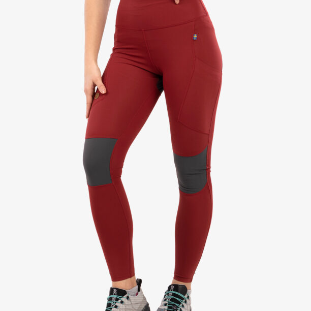 Original Pantaloni femei Fjallraven Abisko Trekking Tights Pro  - pomegranate red/iron grey