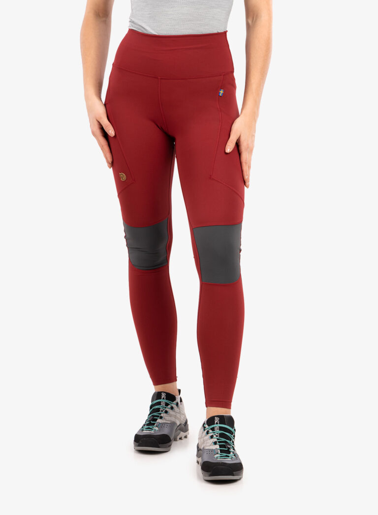 Pantaloni femei Fjallraven Abisko Trekking Tights Pro  - pomegranate red/iron grey