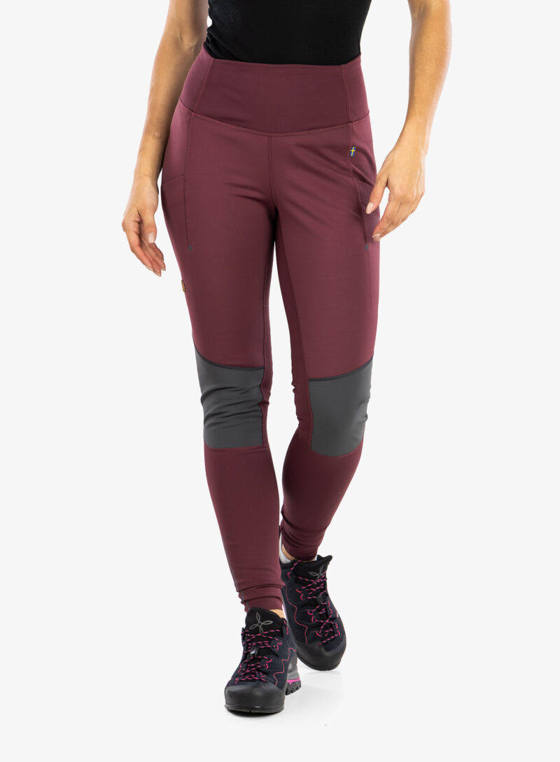 Original Pantaloni femei Fjallraven Abisko Värm Trekking Tights - port-iron grey