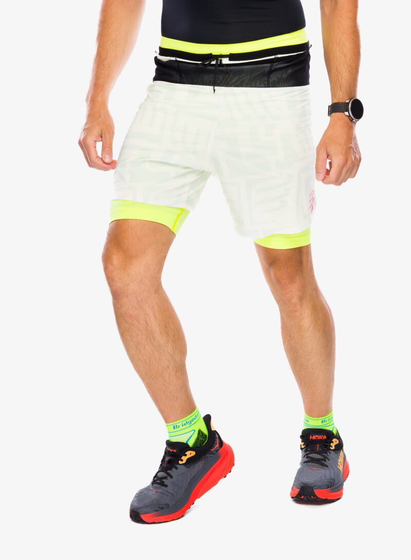 Pantaloni scurti 2in1 alergare barbati Compressport Trail Racing 2-in-1 Short - sugar/ice print