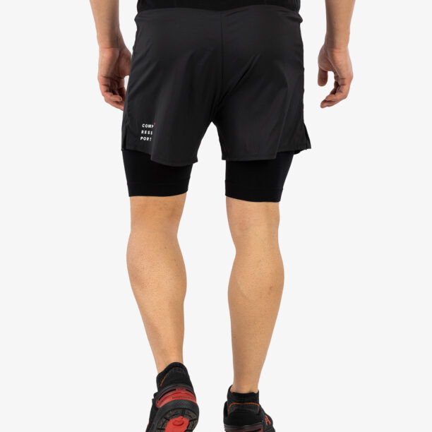 Pantaloni scurti Compressport Trail 2-in-1 Short - black preţ