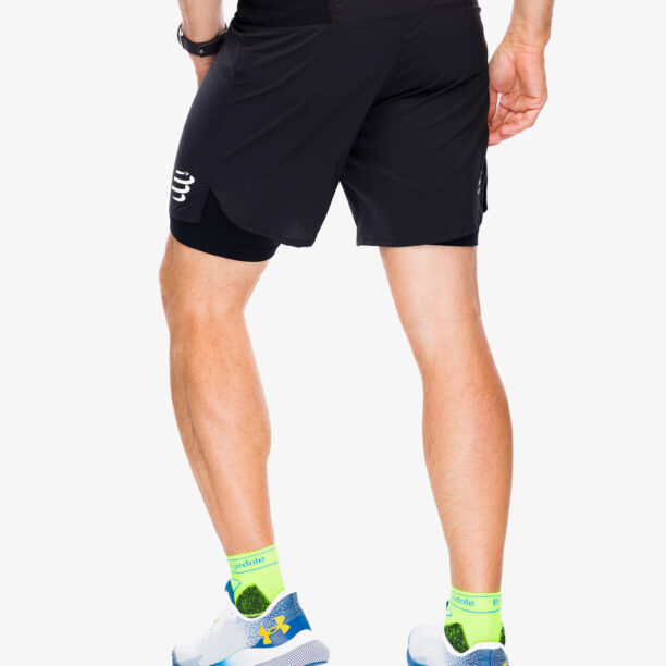 Pantaloni scurti alergare Compressport Trail Racing 2-in-1 Short - black preţ