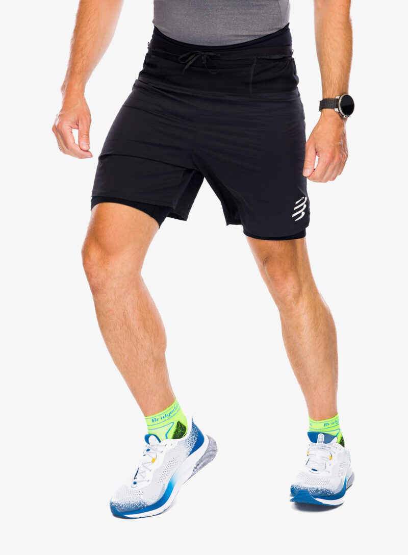 Pantaloni scurti alergare Compressport Trail Racing 2-in-1 Short - black