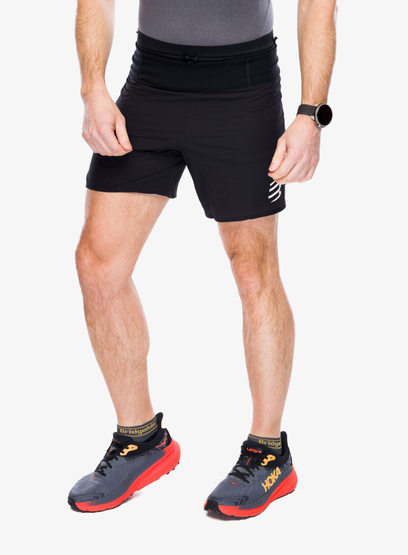 Pantaloni scurti alergare Compressport Trail Racing Overshort - black