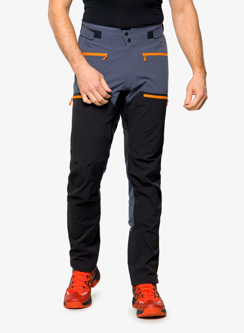 Pantaloni softshell Norrona Trollveggen Flex1 Pants - cool black/orange popsicle