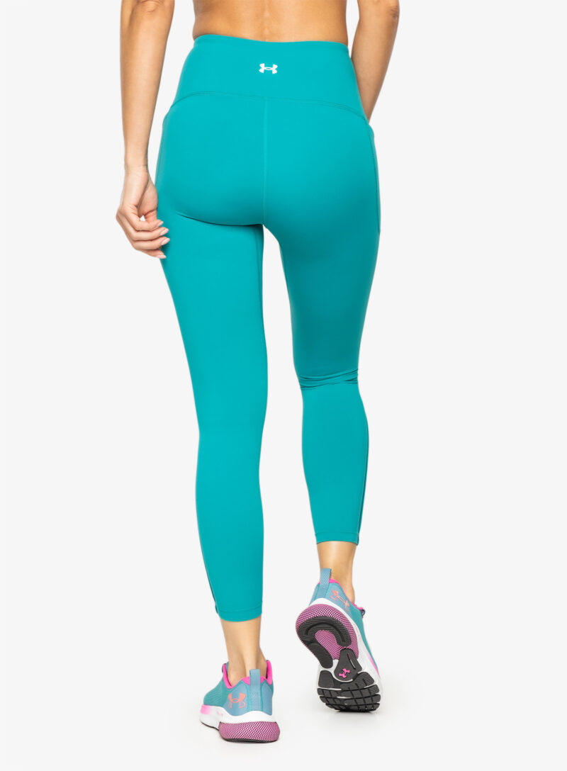 Pantaloni strâmți de damă Under Armour Meridian Ankle Leg Pintuk - coastal teal/metallic silver preţ