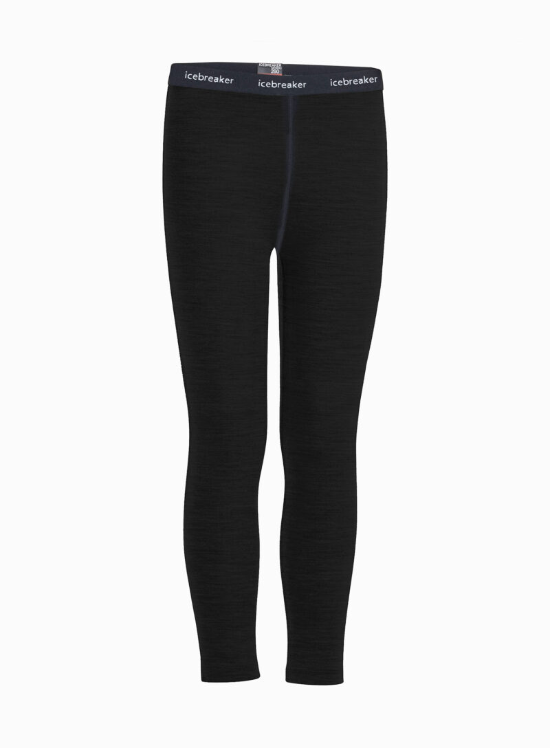 Pantaloni strâmți termoactivi pentru copii Icebreaker Kids 260 Tech Leggings - black