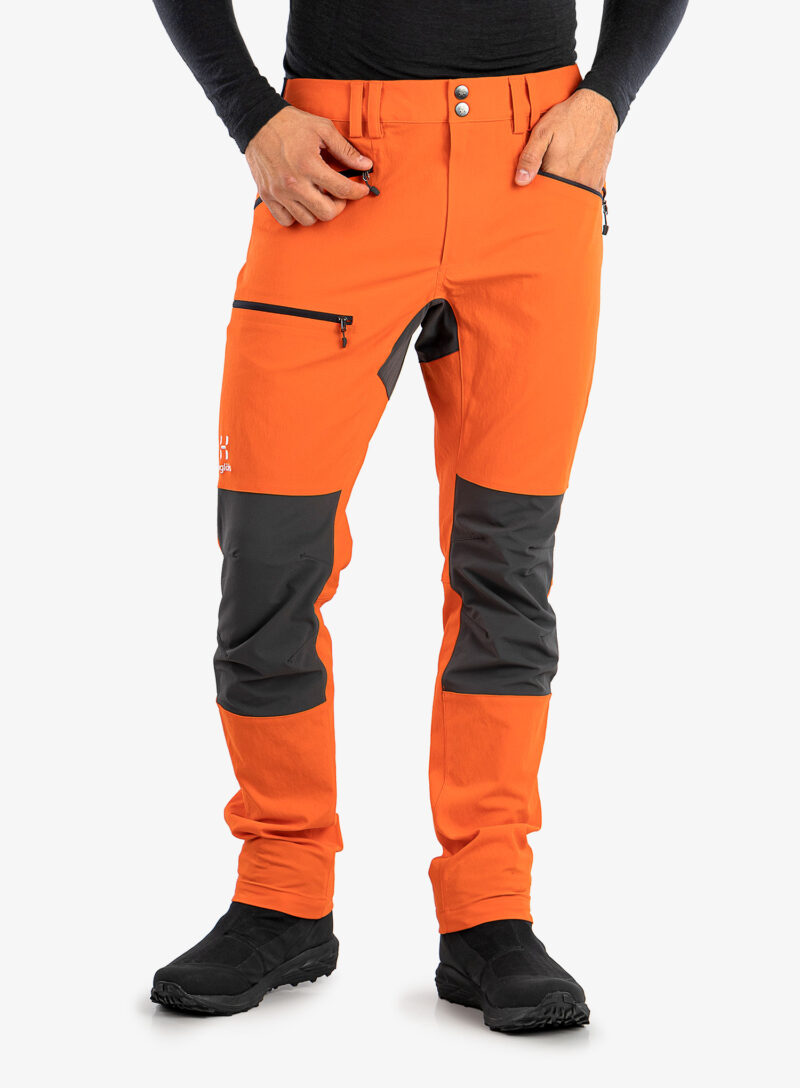 Original Pantaloni trekking barbati Haglofs Mid Slim Pant - flame orange/magnetite