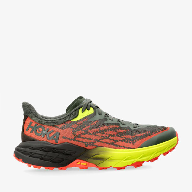 Pantofi alergare trail barbati Hoka Speedgoat 5 - thyme/fiesta