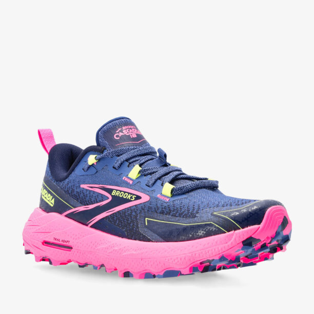 Cumpăra Pantofi alergare trail femei Brooks Cascadia 18 - grey blue/pink/sunny lime