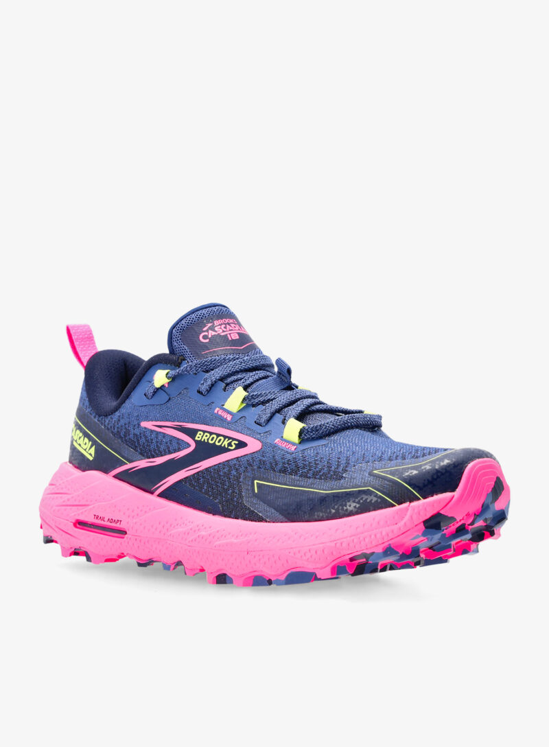 Cumpăra Pantofi alergare trail femei Brooks Cascadia 18 - grey blue/pink/sunny lime