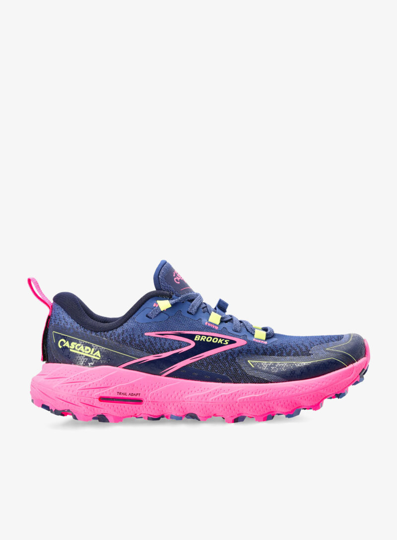 Pantofi alergare trail femei Brooks Cascadia 18 - grey blue/pink/sunny lime