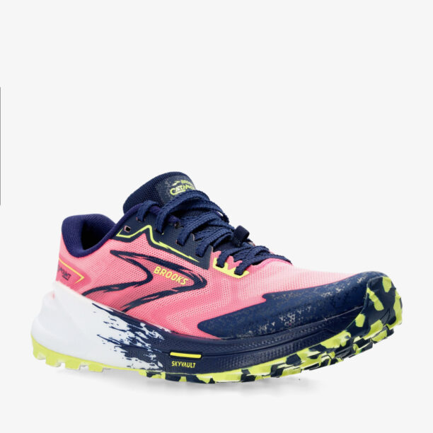 Cumpăra Pantofi alergare trail femei Brooks Catamount 3 - pink/peacoat/sunny lime