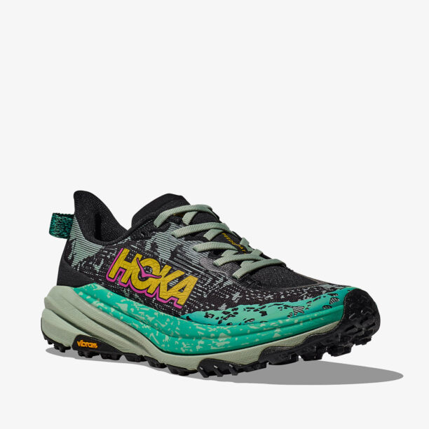 Cumpăra Pantofi alergare trail femei Hoka Speedgoat 6 - black/aloe vera