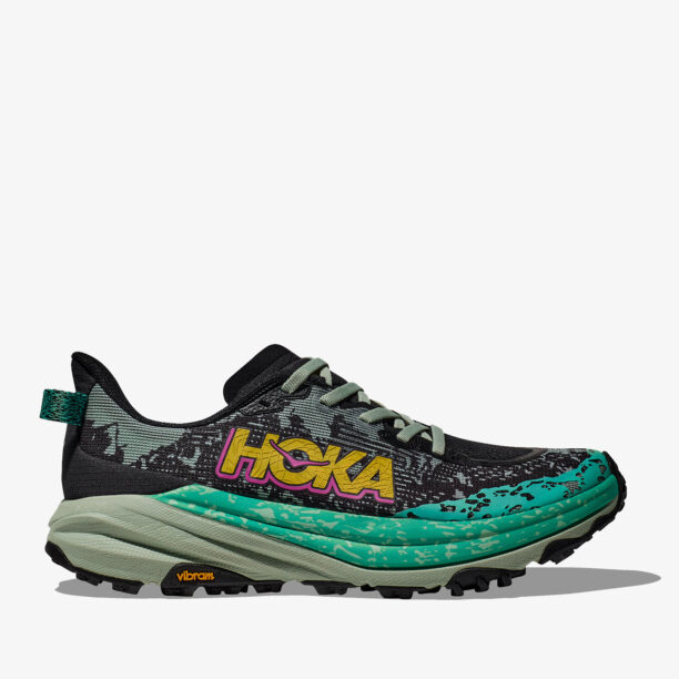 Pantofi alergare trail femei Hoka Speedgoat 6 - black/aloe vera