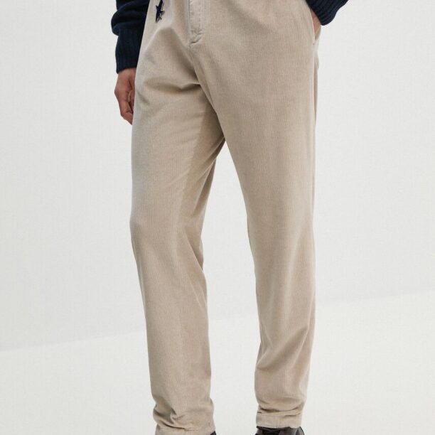 Paul&Shark pantaloni de catifea cord culoarea bej