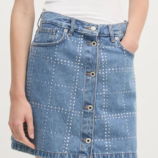 Pepe Jeans fusta jeans MINI SKIRT HW GLITTER mini