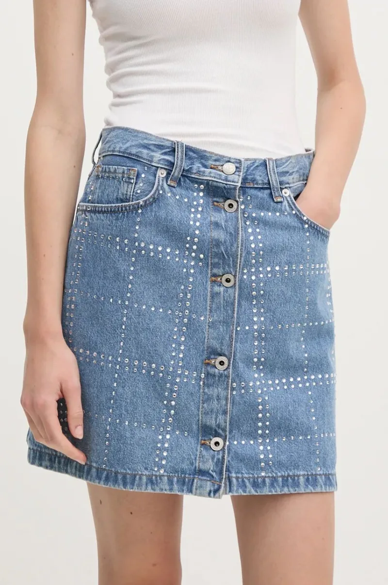 Pepe Jeans fusta jeans MINI SKIRT HW GLITTER mini