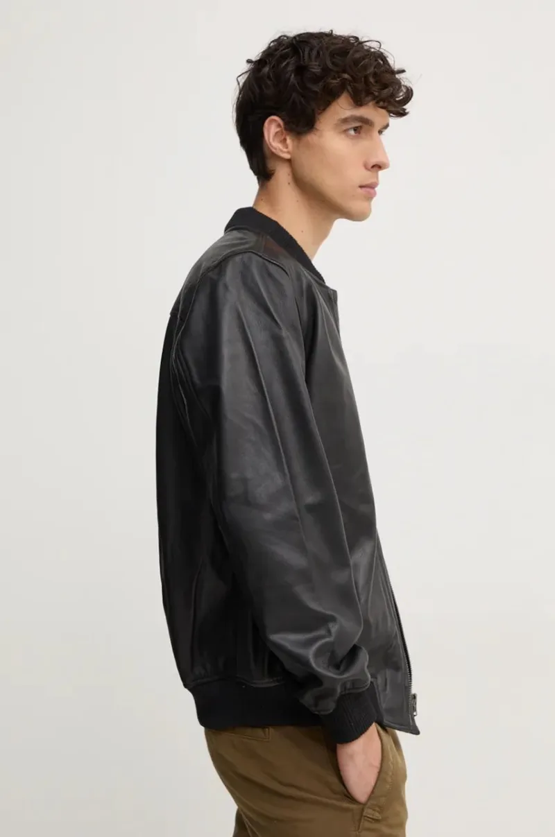 Pepe Jeans geaca bomber de piele TORNO barbati