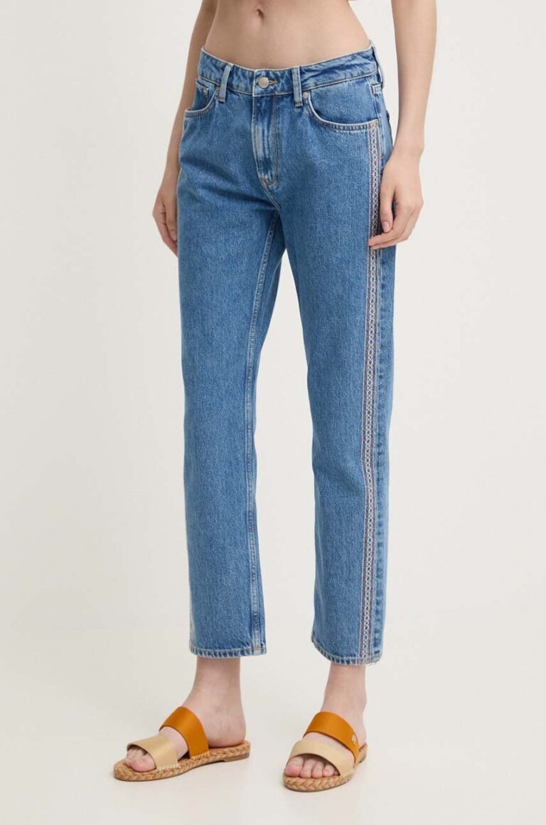 Pepe Jeans jeansi STRAIGHT JEANS MW CRAFT femei high waist