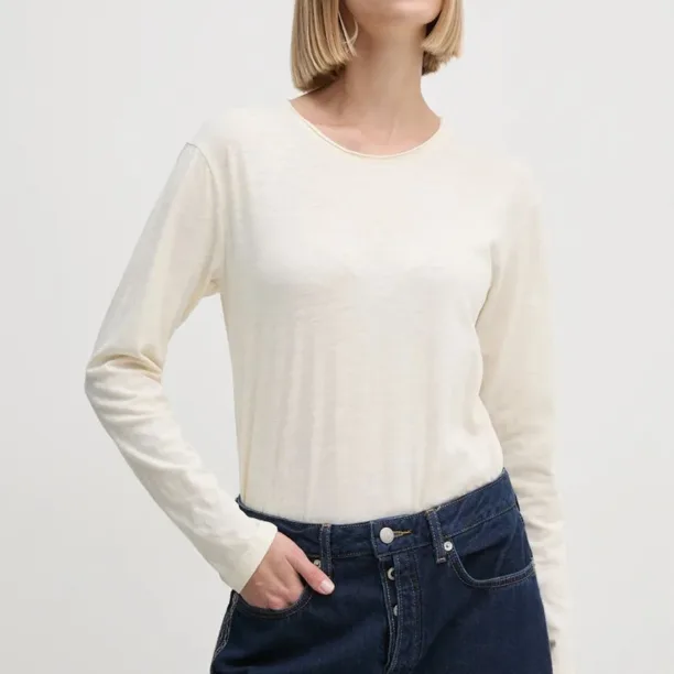 Pepe Jeans longsleeve din bumbac FLOREN culoarea bej