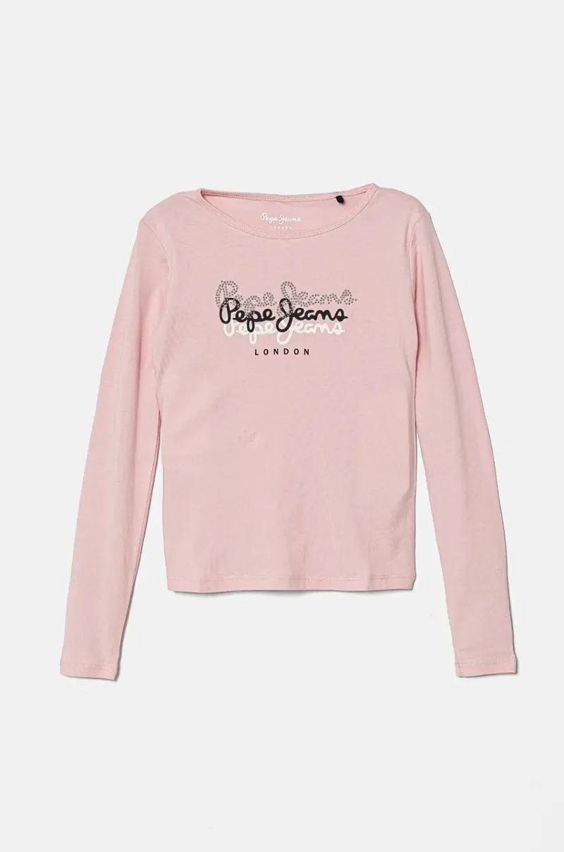 Pepe Jeans longsleeve din bumbac pentru copii TIANNE culoarea roz