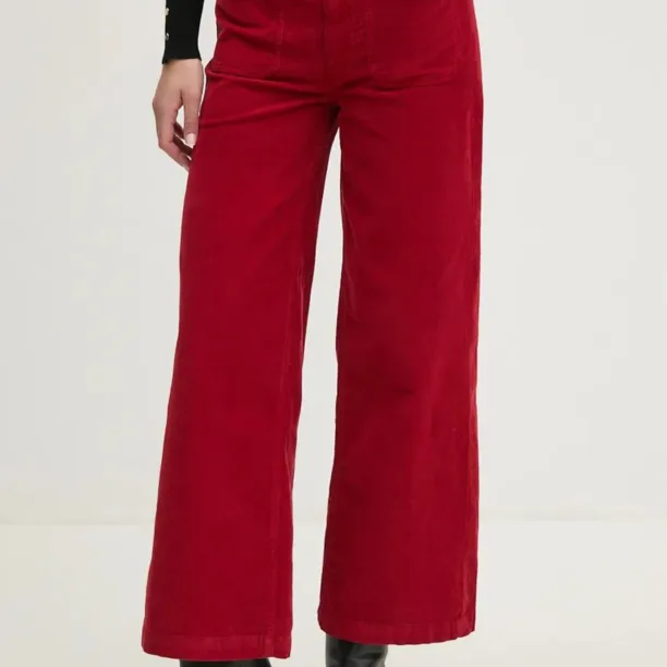 Pepe Jeans pantaloni de catifea cord CELIA culoarea rosu