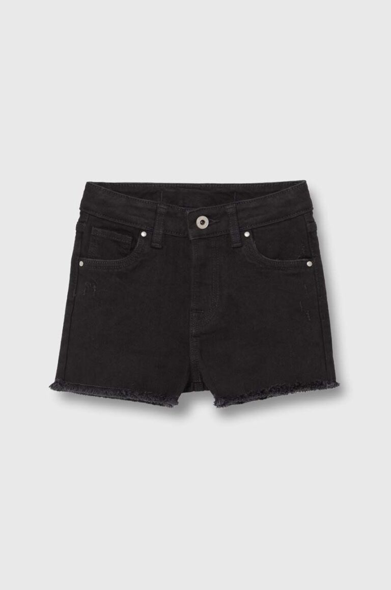 Pepe Jeans pantaloni scurti din denim pentru copii A-LINE SHORT HW JR culoarea negru