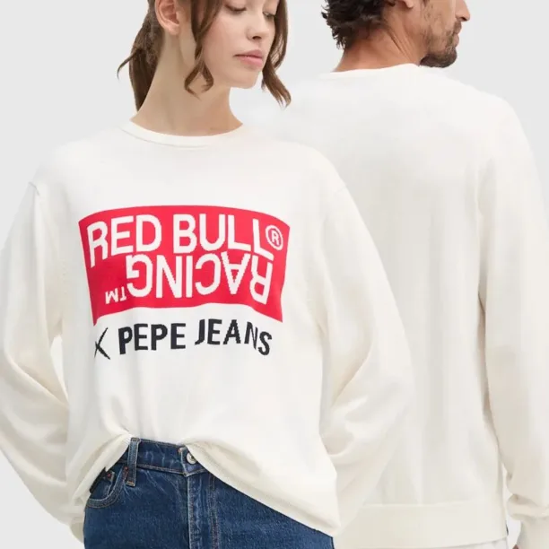 Pepe Jeans pulover de bumbac Red Bull Racing x Pepe Jeans culoarea bej