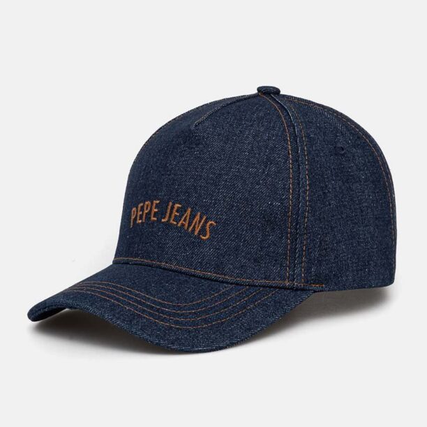 Pepe Jeans șapcă de baseball din denim WALDA CAP culoarea albastru marin