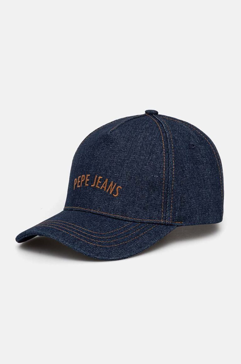 Pepe Jeans șapcă de baseball din denim WALDA CAP culoarea albastru marin