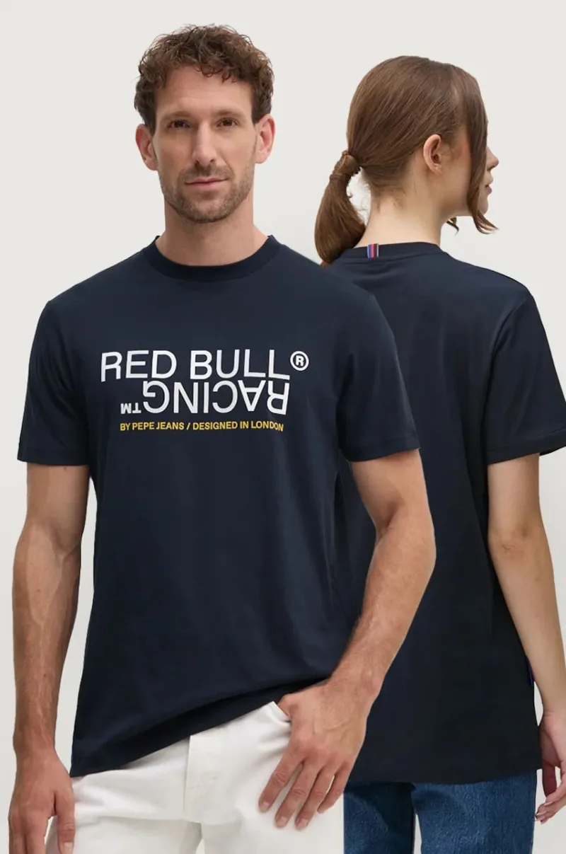 Pepe Jeans tricou din bumbac Red Bull Racing x Pepe Jeans culoarea bleumarin