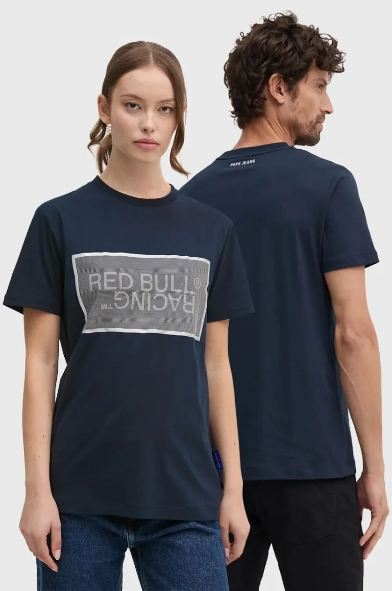 Pepe Jeans tricou din bumbac Red Bull Racing x Pepe Jeans culoarea bleumarin