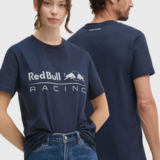 Pepe Jeans tricou din bumbac Red Bull Racing x Pepe Jeans culoarea bleumarin