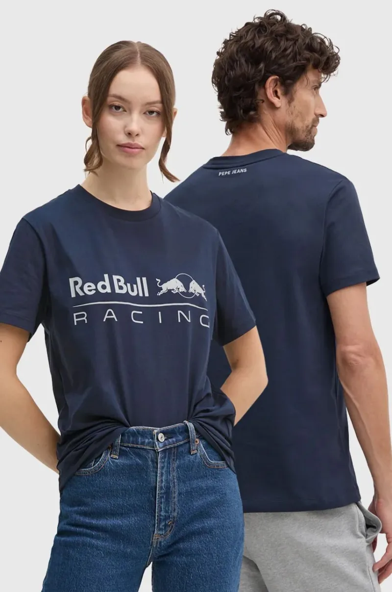 Pepe Jeans tricou din bumbac Red Bull Racing x Pepe Jeans culoarea bleumarin