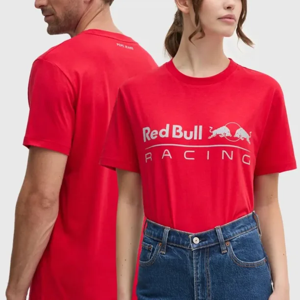 Pepe Jeans tricou din bumbac Red Bull Racing x Pepe Jeans culoarea roșu