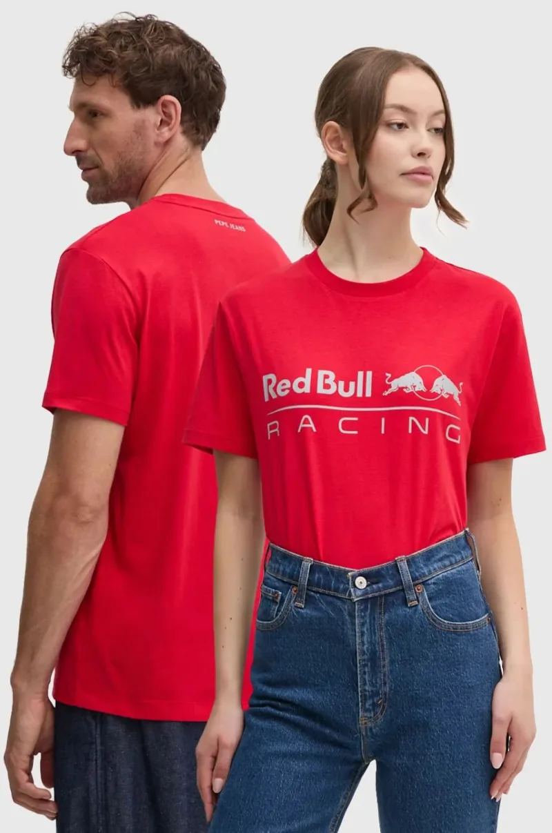 Pepe Jeans tricou din bumbac Red Bull Racing x Pepe Jeans culoarea roșu