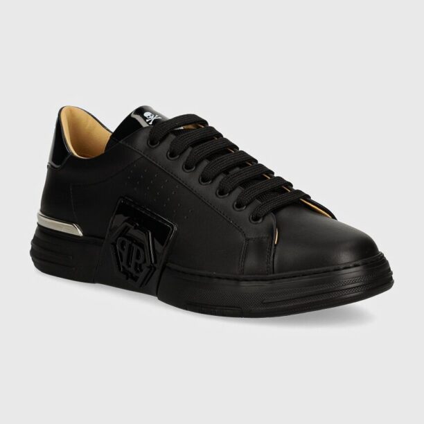 Philipp Plein sneakers din piele Hexagon Phantom Kicks culoarea negru