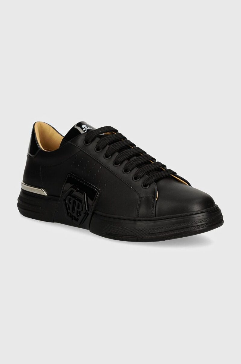 Philipp Plein sneakers din piele Hexagon Phantom Kicks culoarea negru