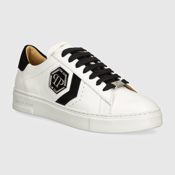 Philipp Plein sneakers din piele Lo-Top Arrow Force culoarea alb