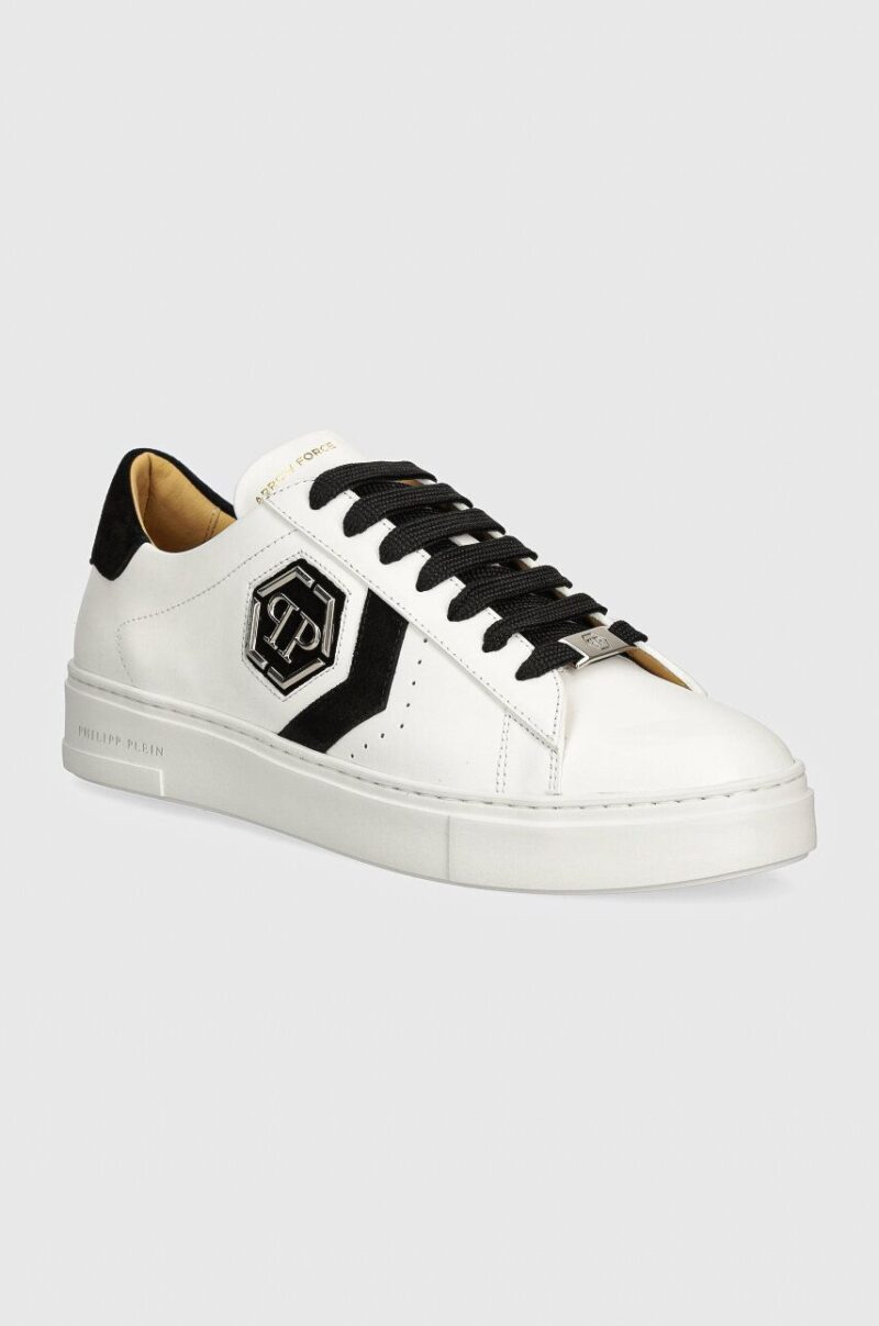 Philipp Plein sneakers din piele Lo-Top Arrow Force culoarea alb