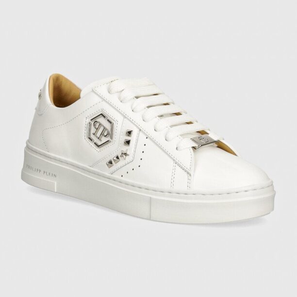 Philipp Plein sneakers din piele Lo-Top Arrow Force culoarea alb