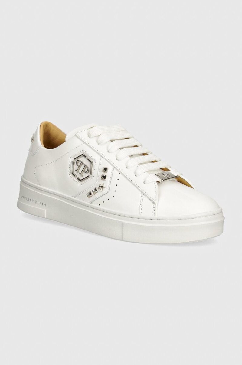 Philipp Plein sneakers din piele Lo-Top Arrow Force culoarea alb