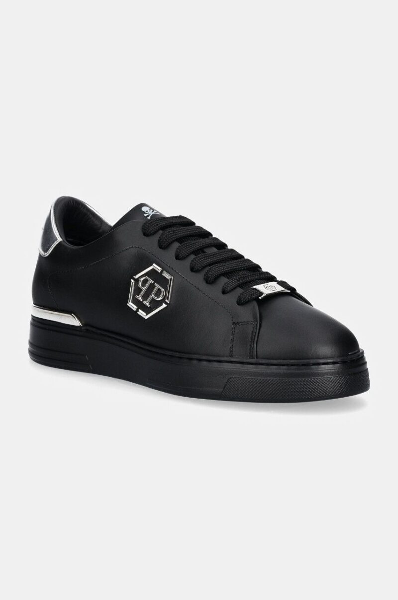 Philipp Plein sneakers din piele Nappa Lo-Top Hexagon culoarea negru