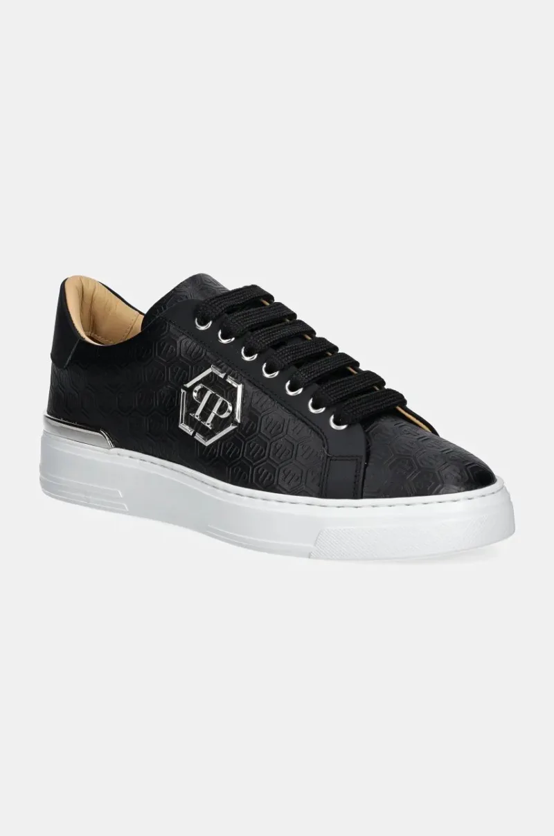 Philipp Plein sneakers din piele Nappa Lo-Top Monogram culoarea negru